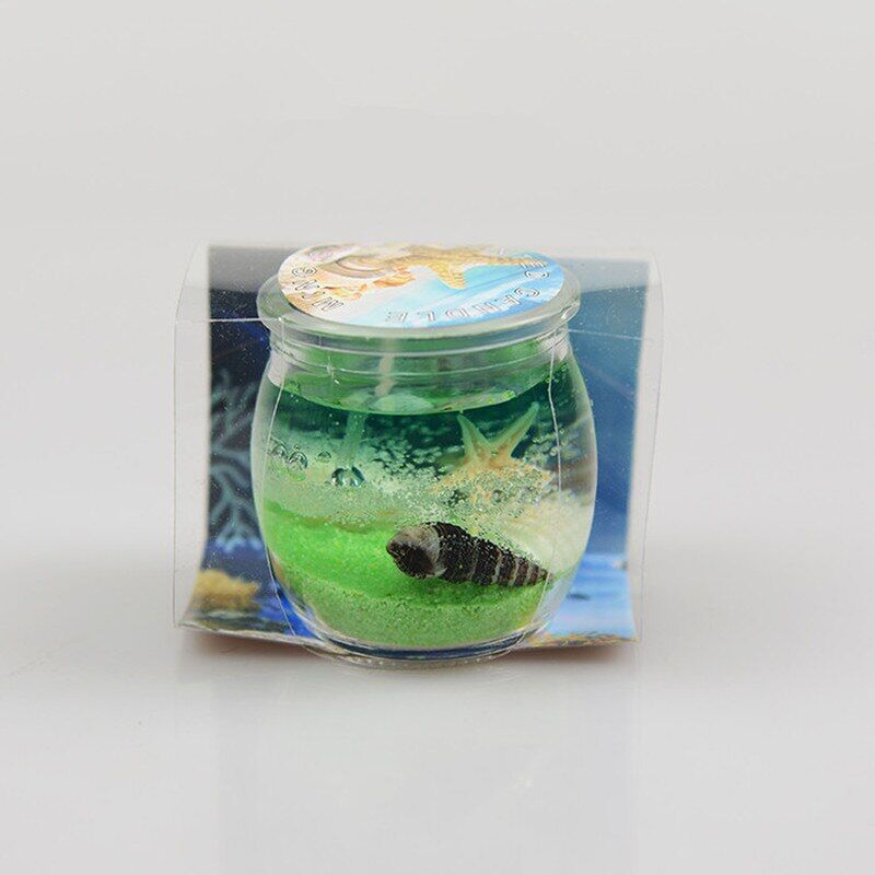 Pragmism Clear Gel Wax Candle Jar with Ocean Shells